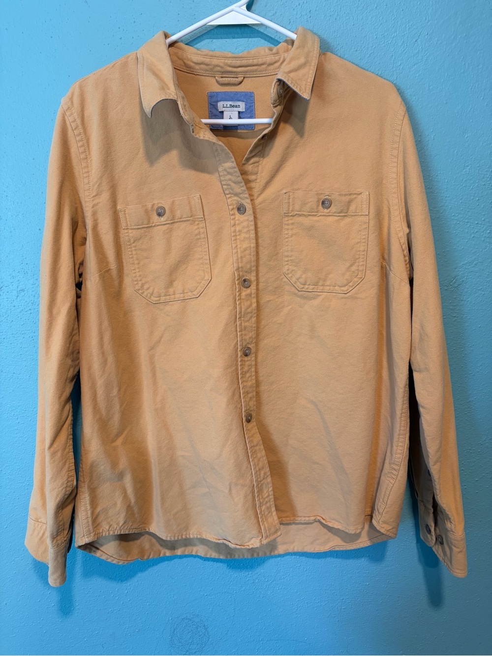 L.L. Bean Men's Casual 100 % Cotton Button-Down Shirt/Fannel in Butter Yellow